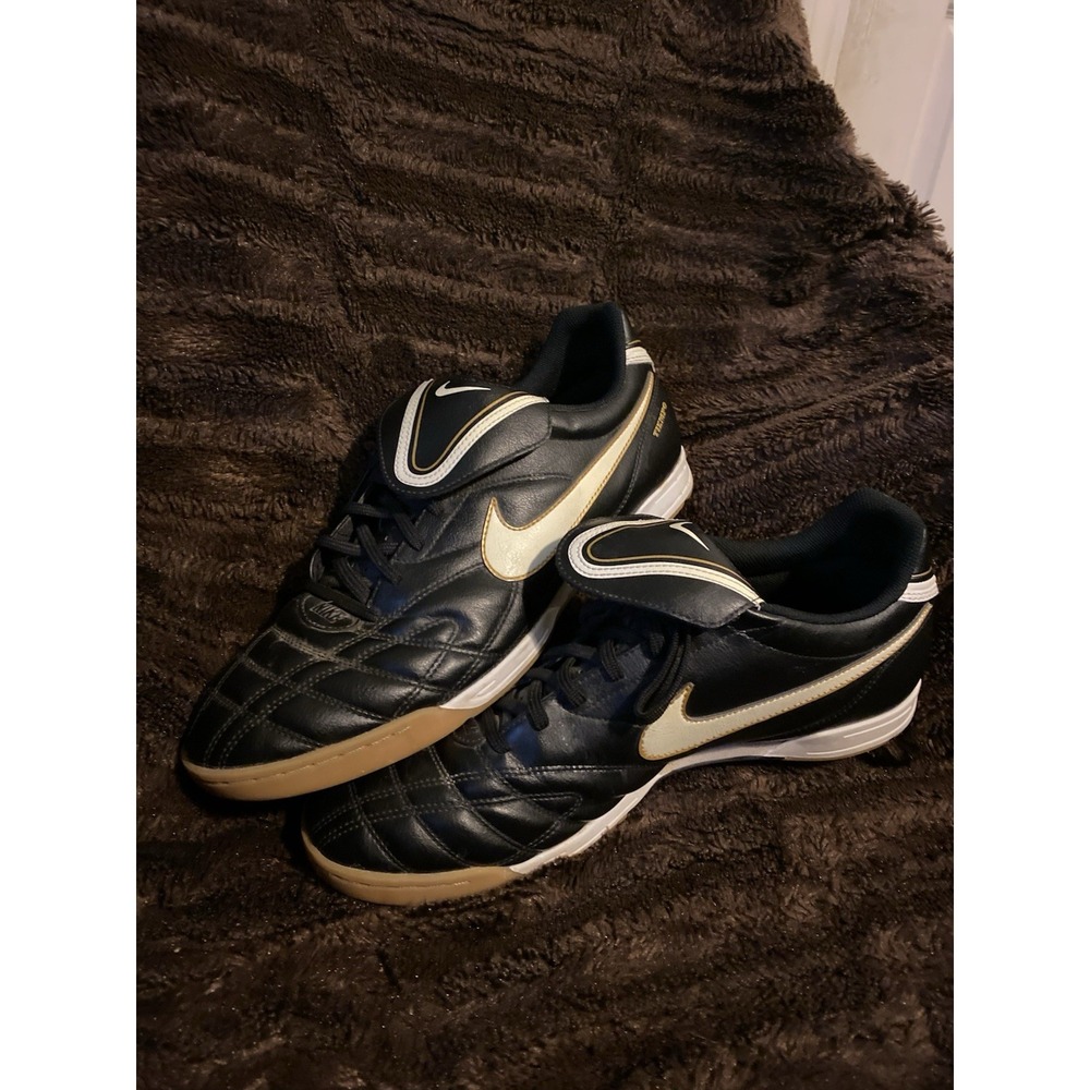 Nike Tiempo Natural III IC Indoor Soccer Shoes Black Gold Men US 12 Vintage 2010